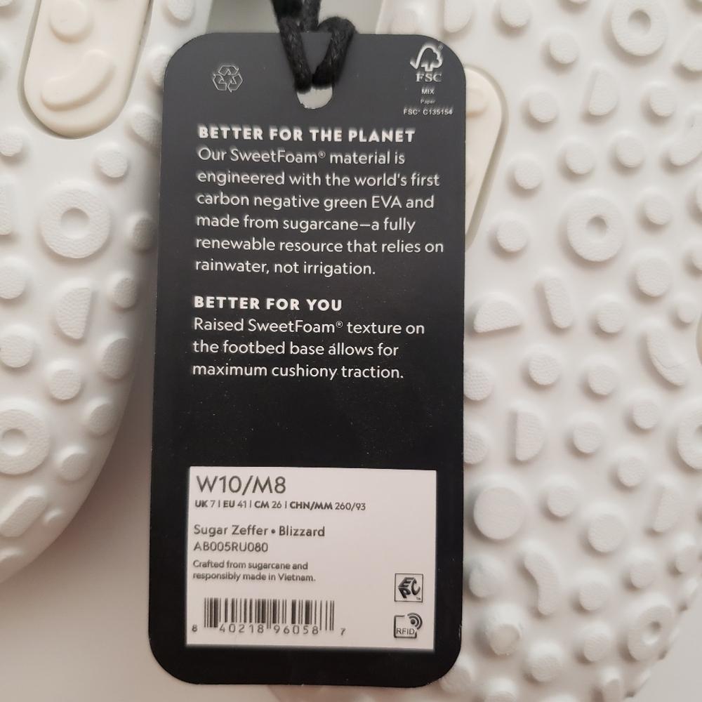 Allbirds sugar zeffer sandals blizzard white Mens 8 Womens 10 NWT - Picture 8 of 8